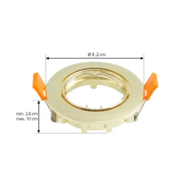 Prios lámpara de techo empotrable Fibur, oro, aluminio, Ø 8,2 cm