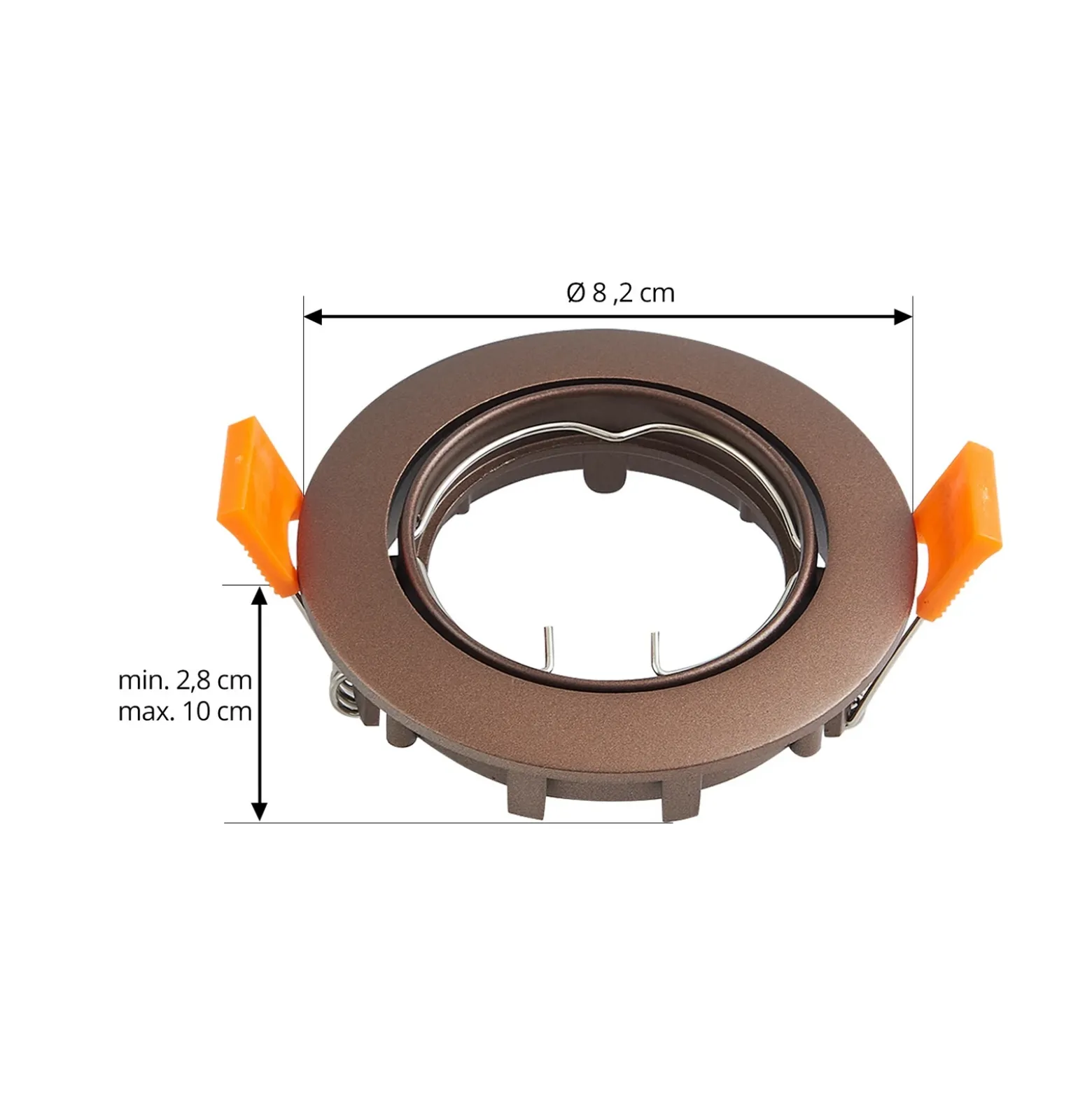 Prios lámpara de techo empotrable Fibur, bronce, aluminio, Ø 8,2 cm