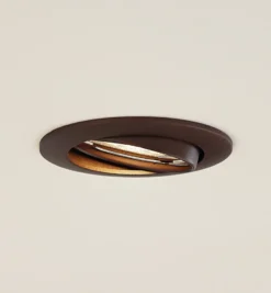 Prios lámpara de techo empotrable Fibur, bronce, aluminio, Ø 8,2 cm