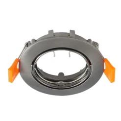 Prios lámpara de techo empotrable Fibur, gris oscuro, aluminio, Ø 8,2 cm