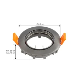 Prios lámpara de techo empotrable Fibur, gris oscuro, aluminio, Ø 8,2 cm