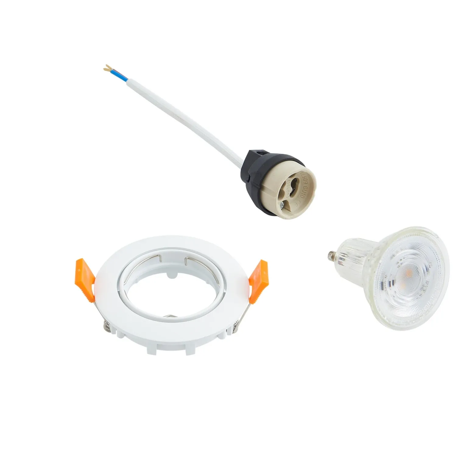 Prios lámpara de techo empotrable Fibur, blanco, aluminio, Ø 8,2 cm