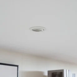 Prios lámpara de techo empotrable Fibur, blanco, aluminio, Ø 8,2 cm