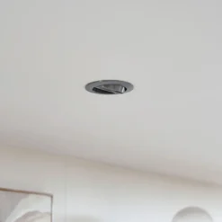 Prios lámpara de techo empotrable Fibur, plata cepillada, Ø 8,2 cm