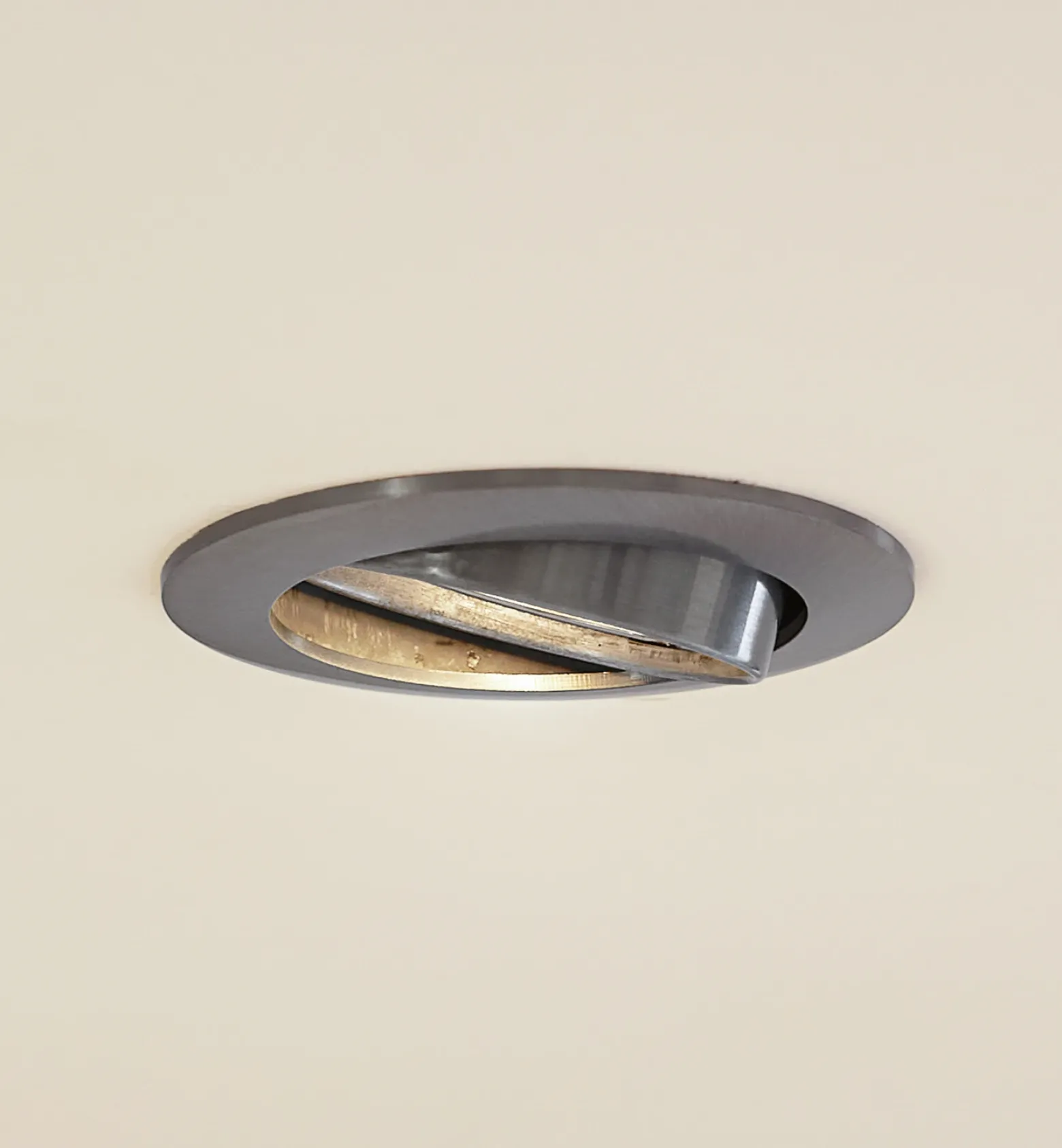 Prios lámpara de techo empotrable Fibur, plata cepillada, Ø 8,2 cm