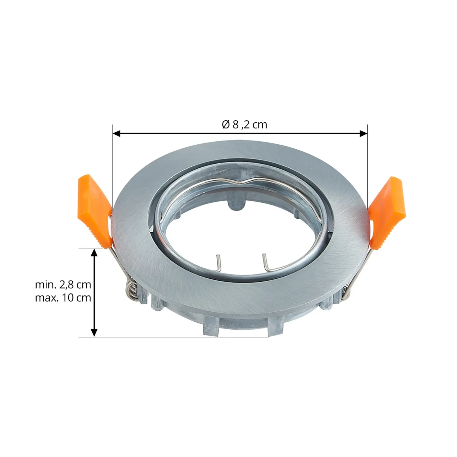 Prios lámpara de techo empotrable Fibur, plata cepillada, Ø 8,2 cm