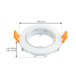 Prios lámpara de techo empotrable Fibur, blanco, aluminio, Ø 8,2 cm
