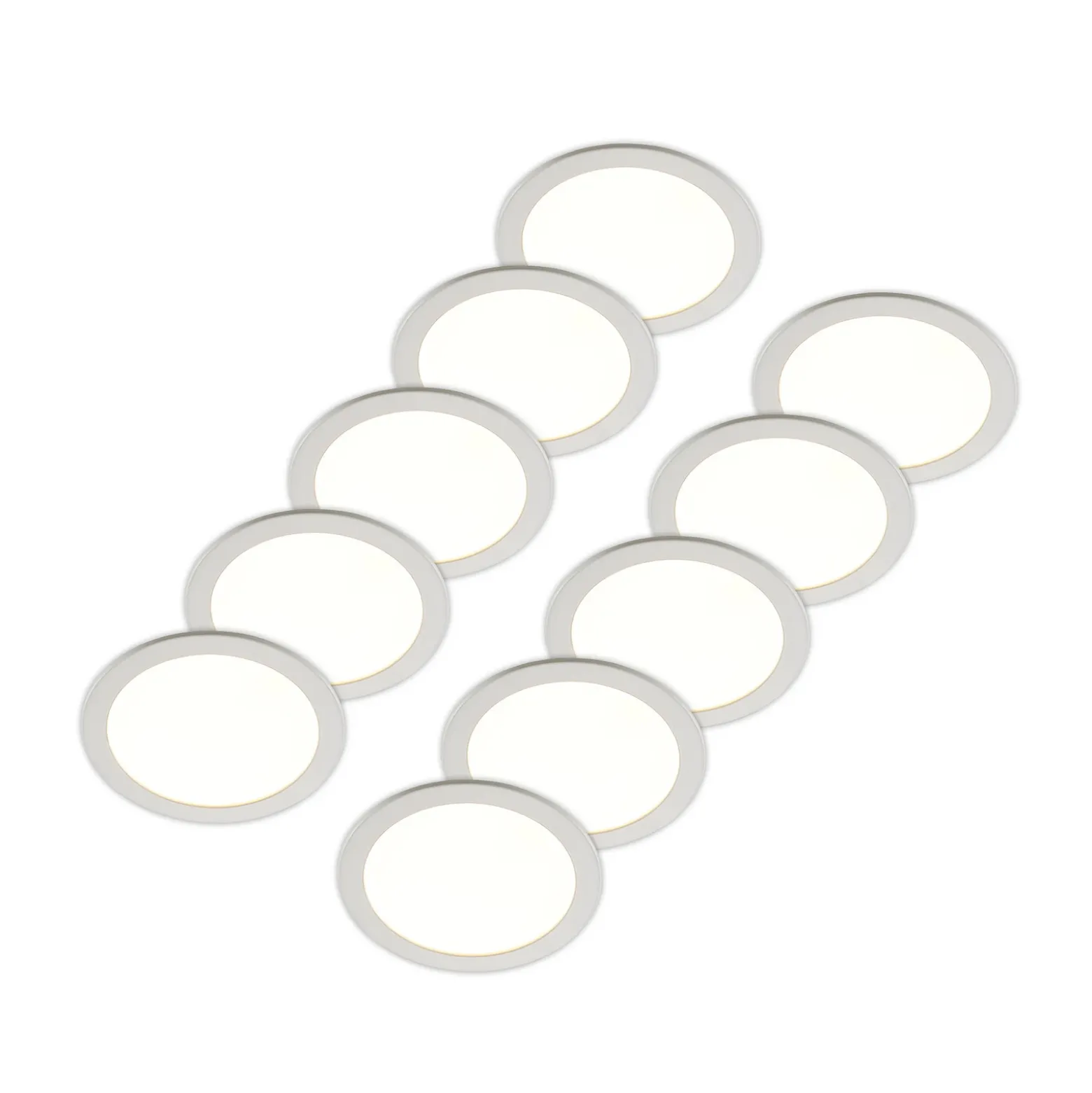Prios lámpara empotrable LED Cadance, blanco, 24cm, juego de 10, CCT