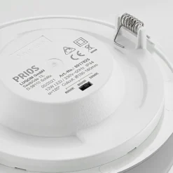 Prios lámpara empotrable LED Cadance, plata, 17 cm, CCT, IP44