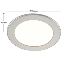 Prios lámpara empotrable LED Cadance, plata, 17 cm, CCT, IP44