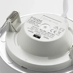 Prios lámpara empotrable LED Cadance, plata, 12 cm, CCT, IP44