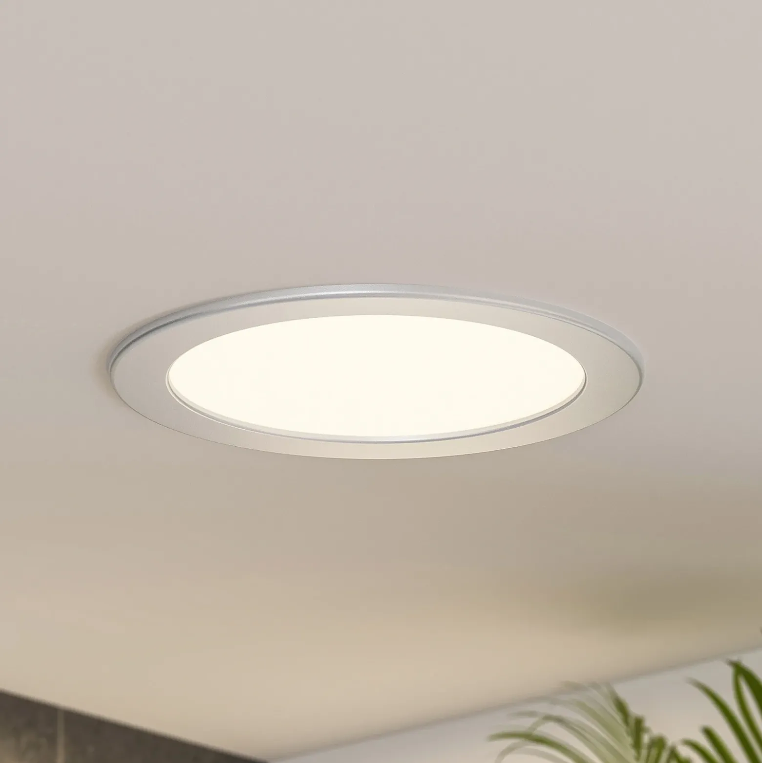 Prios lámpara empotrable LED Cadance, plata, 22 cm, CCT, IP44