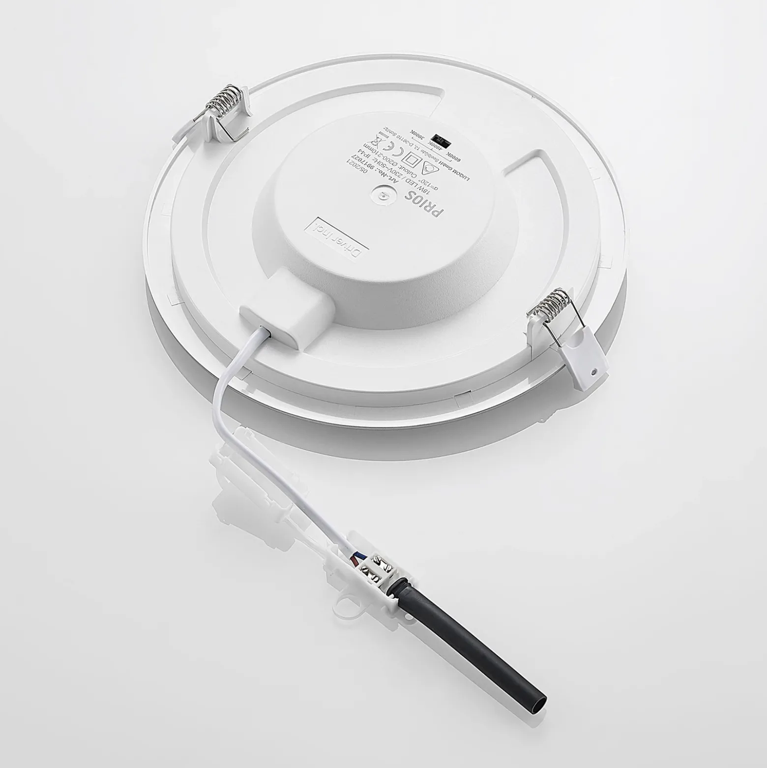 Prios lámpara empotrable LED Cadance, plata, 22 cm, CCT, IP44