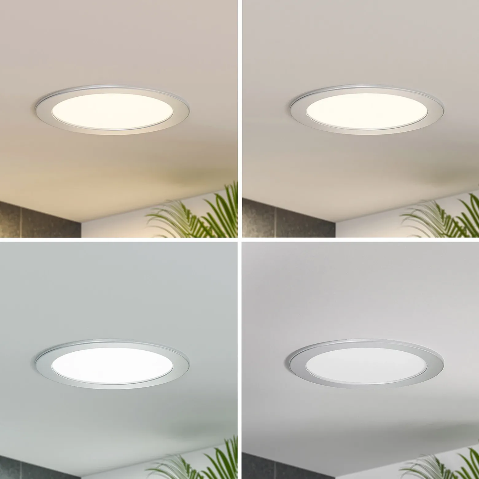 Prios lámpara empotrable LED Cadance, plata, 22 cm, CCT, IP44