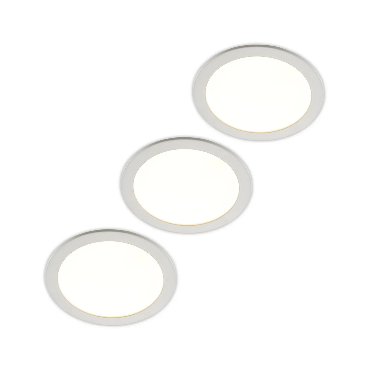 Prios lámpara empotrable LED Cadance, blanco, 24 cm, juego de 3, CCT