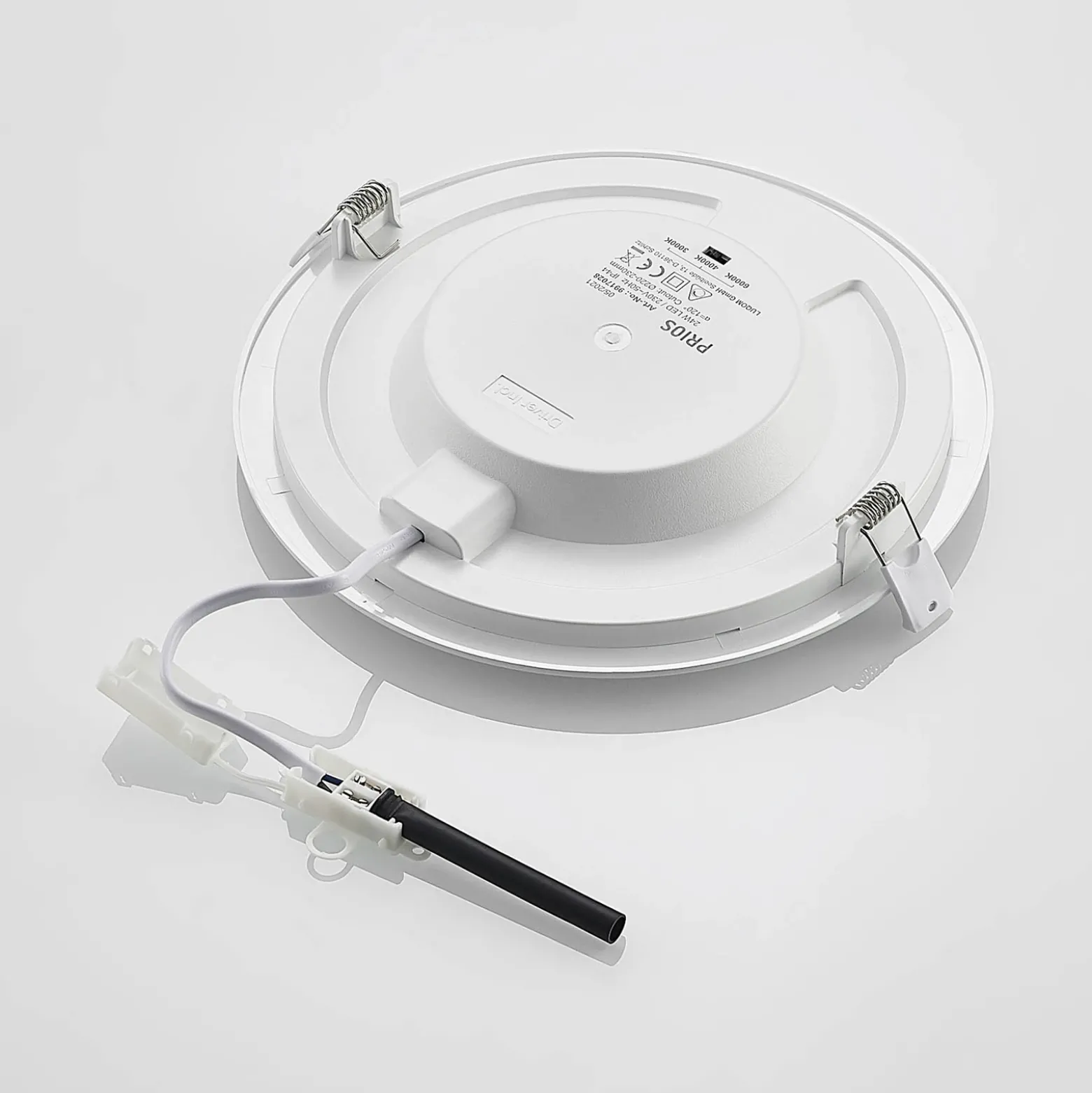 Prios lámpara empotrable LED Cadance, blanco, 24 cm, CCT, IP44