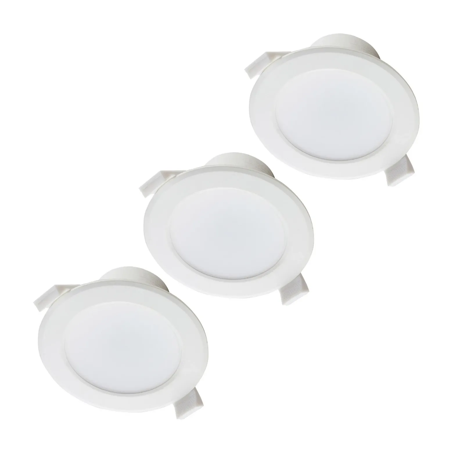 Prios lámpara empotrable LED Rida, juego de 3, blanco, 15 cm, CCT, IP44