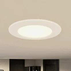 Prios lámpara empotrable LED Rida, juego de 10, blanco, 12 cm, CCT, IP44