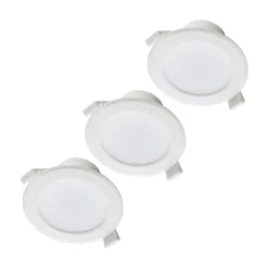 Prios lámpara empotrable LED Rida, juego de 3, blanco, 15 cm, CCT, IP44