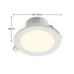 Prios lámpara empotrable LED Rida, juego de 3, blanco, 12 cm, CCT, IP44