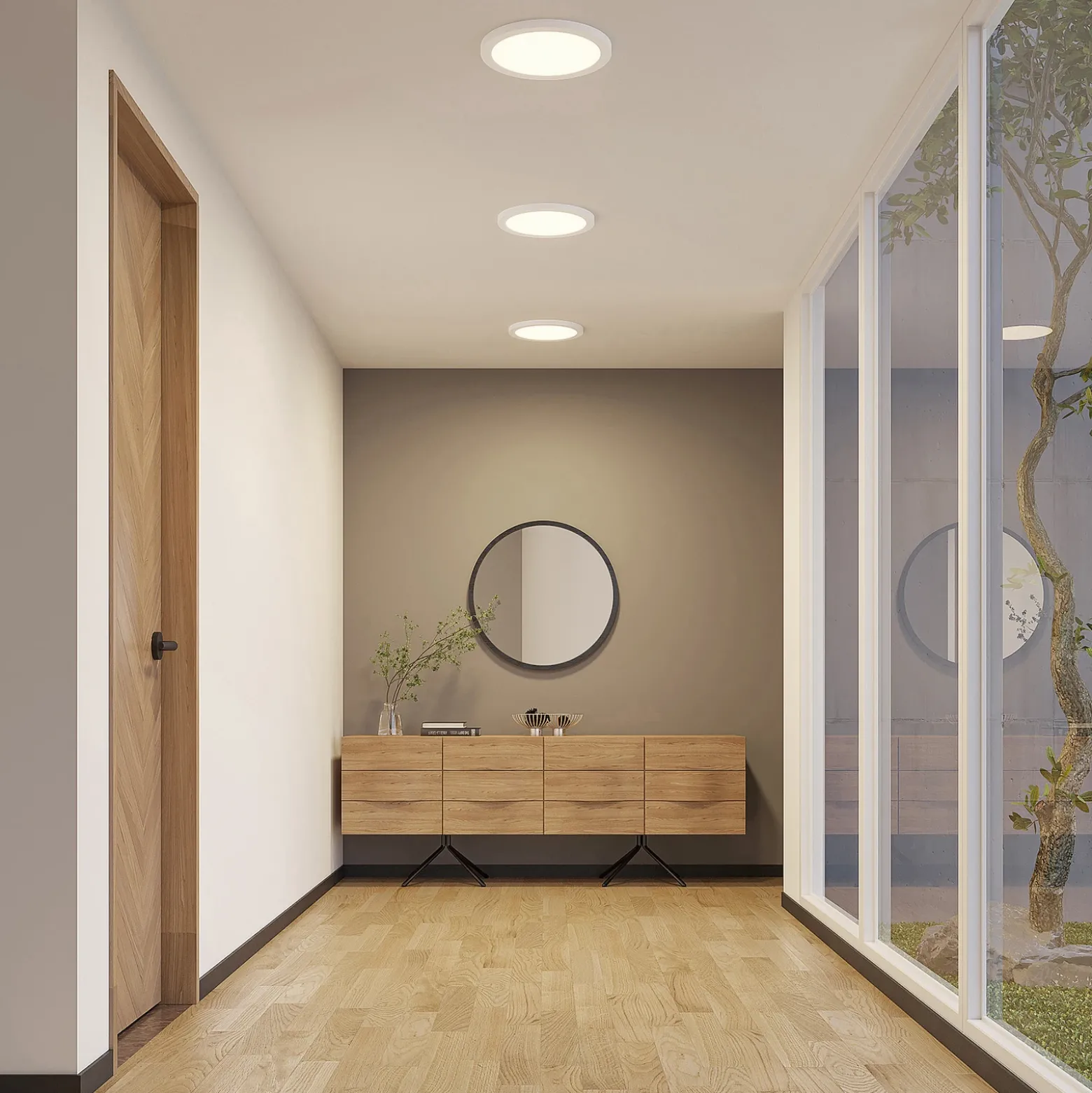 Prios lámpara LED de techo Aureka, set de 2, sensor, Ø 33 cm, blanco
