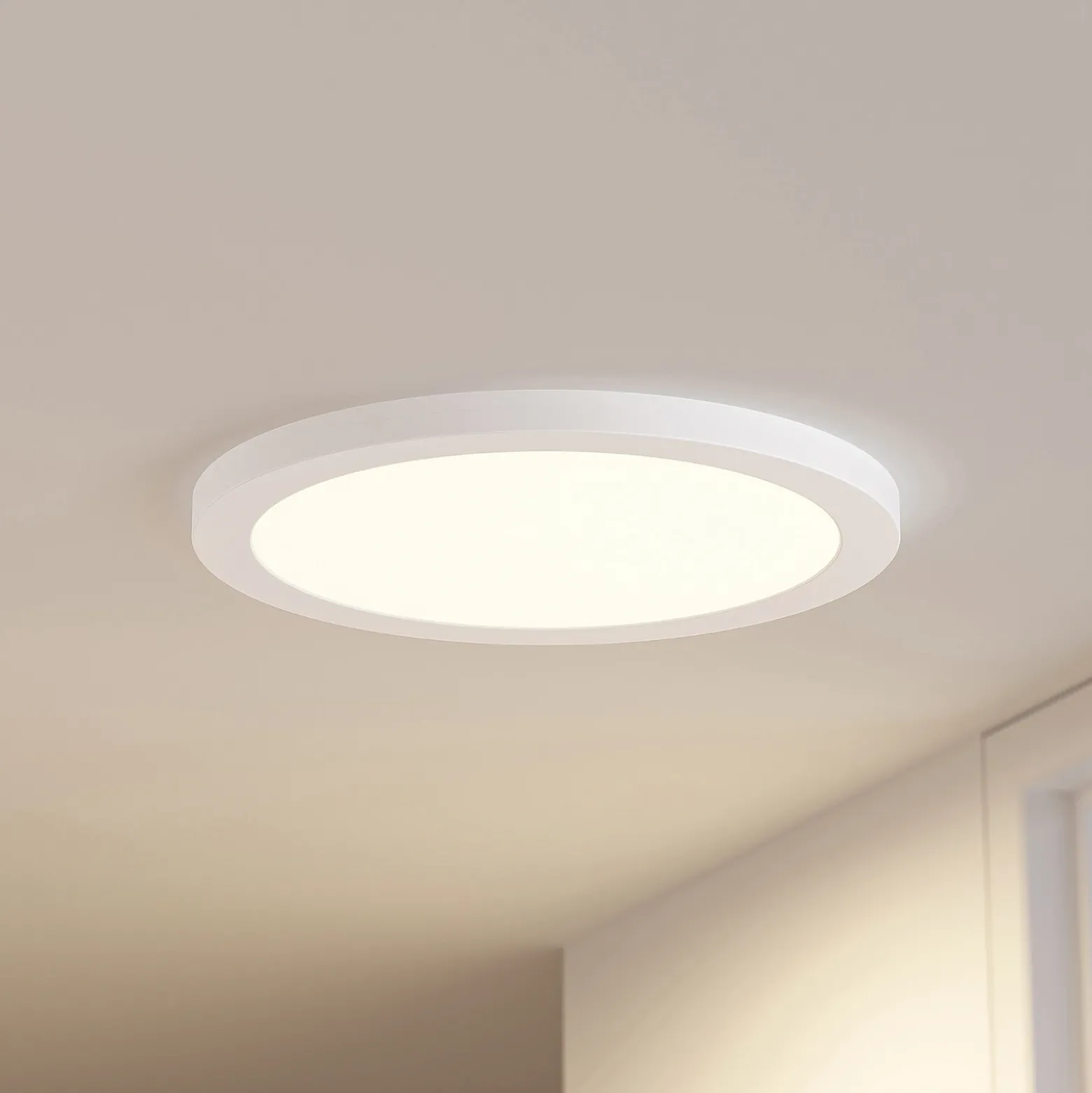 Prios lámpara LED de techo Aureka, set de 2, sensor, Ø 33 cm, blanco
