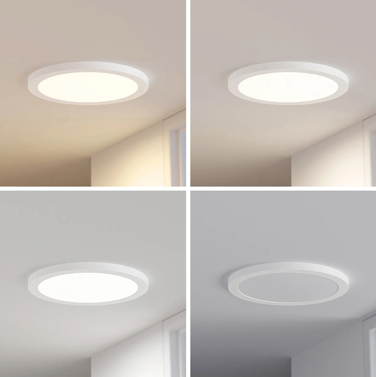 Prios lámpara LED de techo Aureka, detector de movimiento, Ø 33 cm, blanco