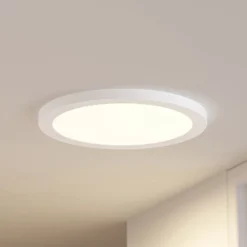 Prios lámpara LED de techo Aureka, detector de movimiento, Ø 33 cm, blanco