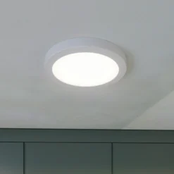 Prios lámpara LED de techo Aureka, detector de movimiento, Ø 23 cm, blanco