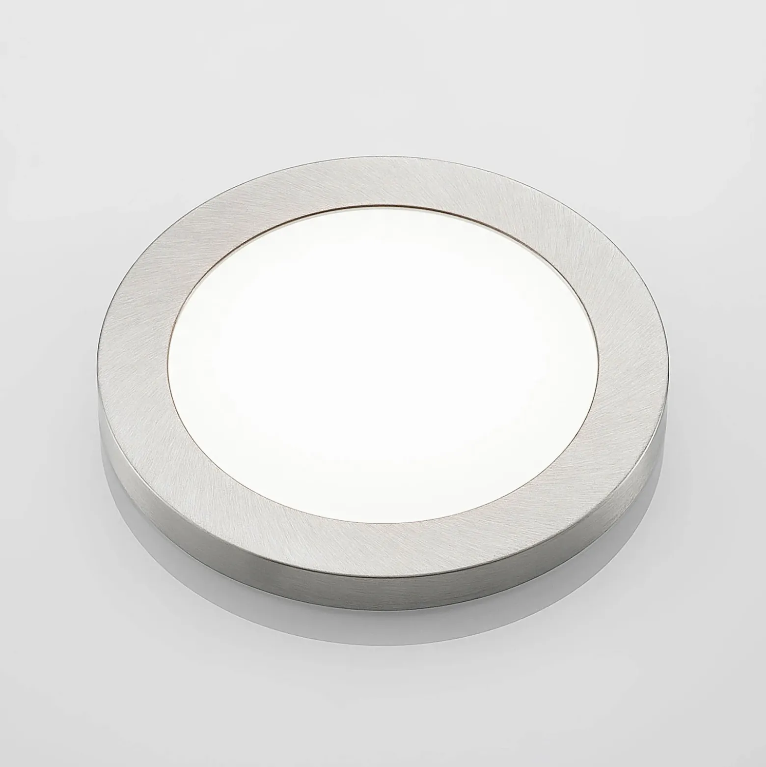 Prios lámpara LED de techo Aureka, Ø 23 cm, plata, metal