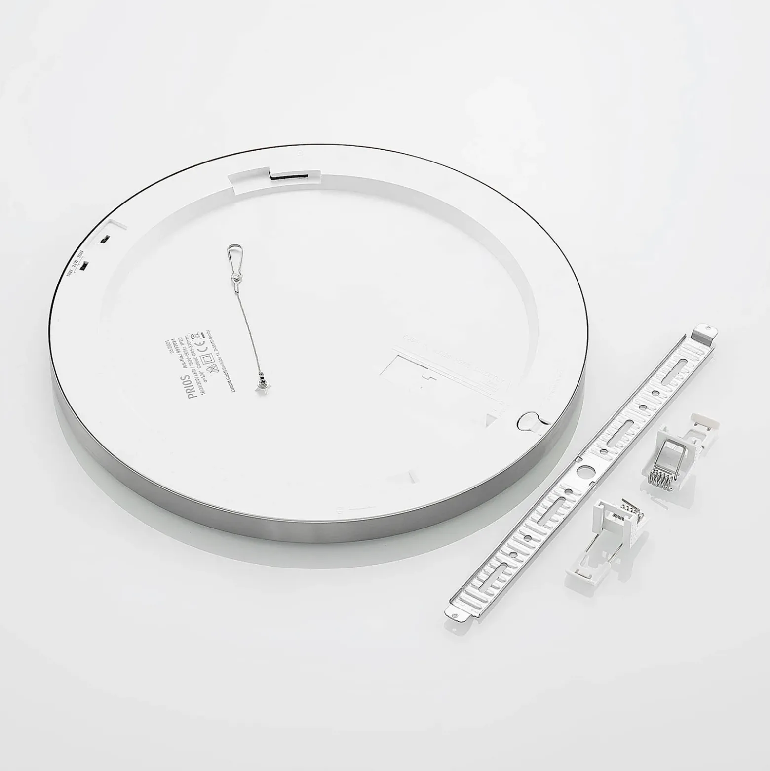 Prios lámpara LED de techo Aureka, Ø 33 cm, plata, metal