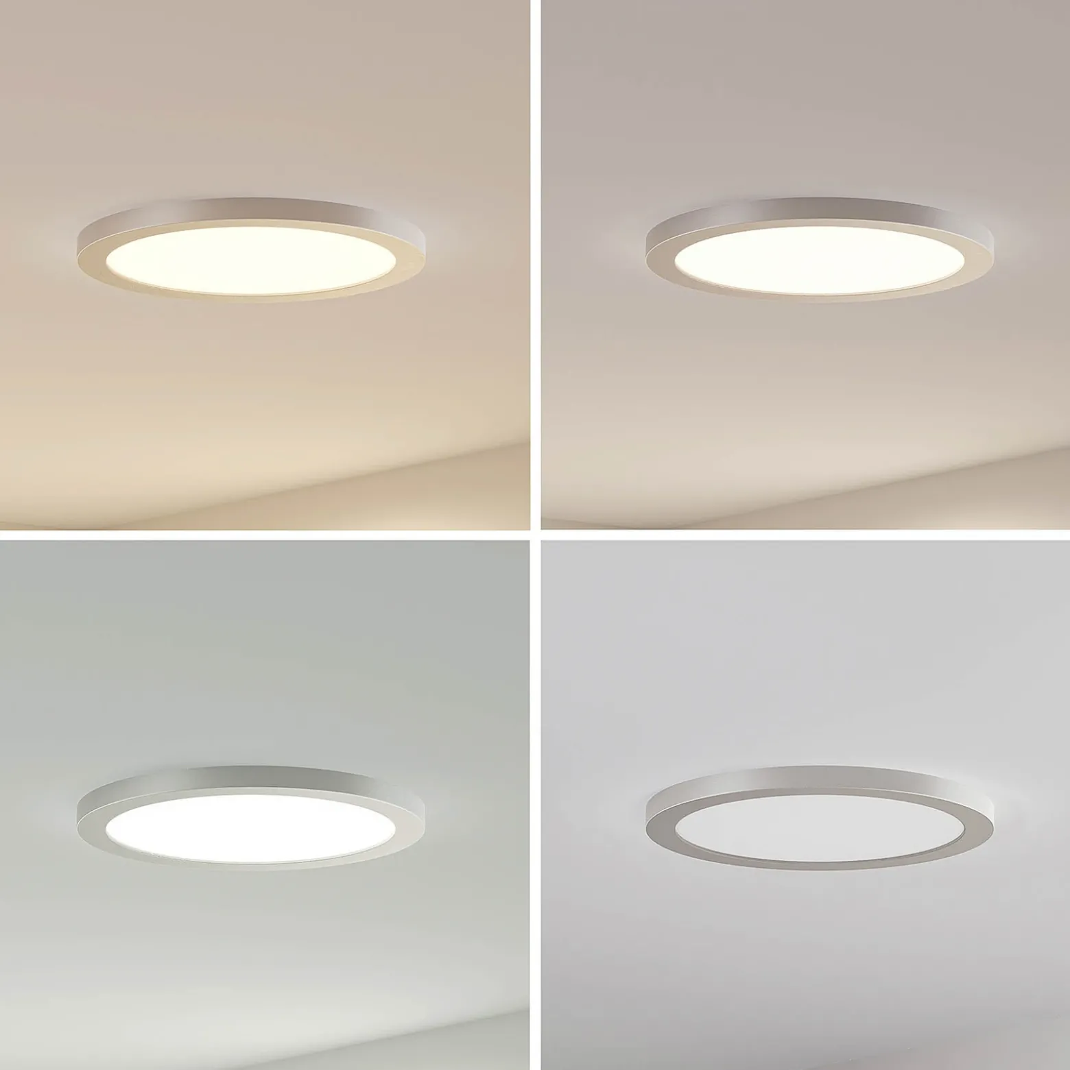 Prios lámpara LED de techo Aureka, Ø 33 cm, plata, metal