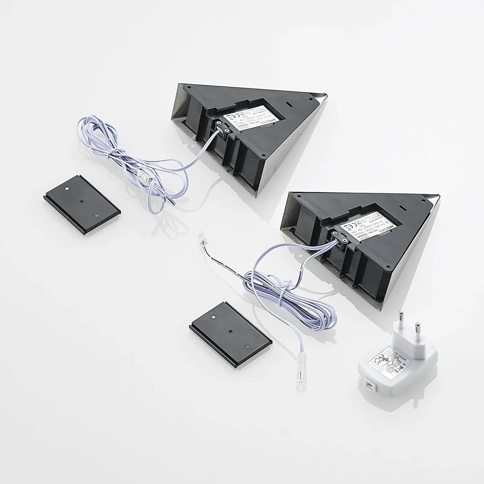 Prios Odia lámpara LED bajo mueble, acero inoxidable, 2 luces.