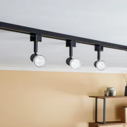 Prios Okko Sistema de riel monofásico 1 luz negro 3 luces