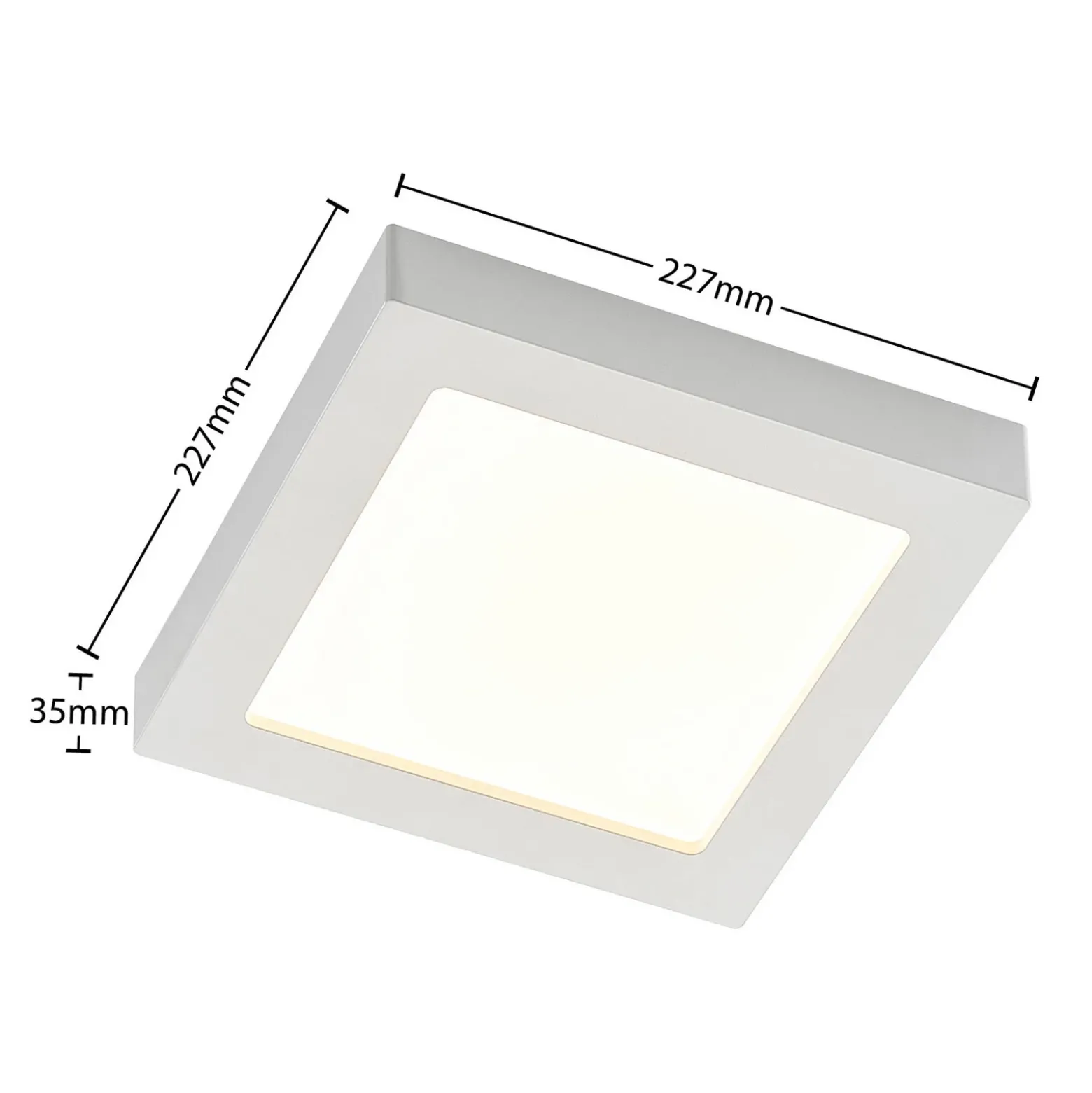 Prios Plafón LED Alette, blanco, 22,7 cm 24W, atenuable