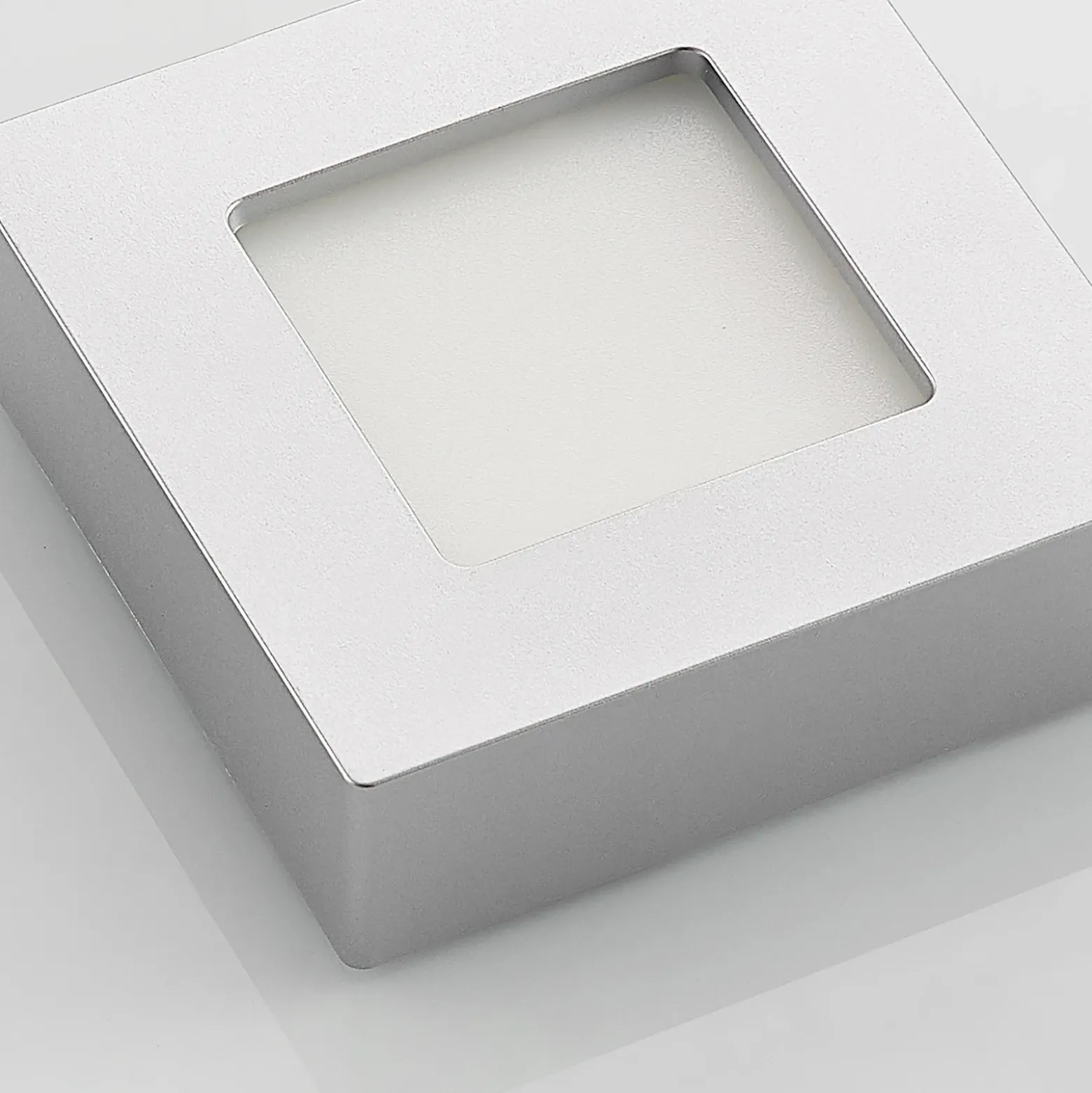 Prios Plafón LED Alette, plata, 12,2 cm, atenuable
