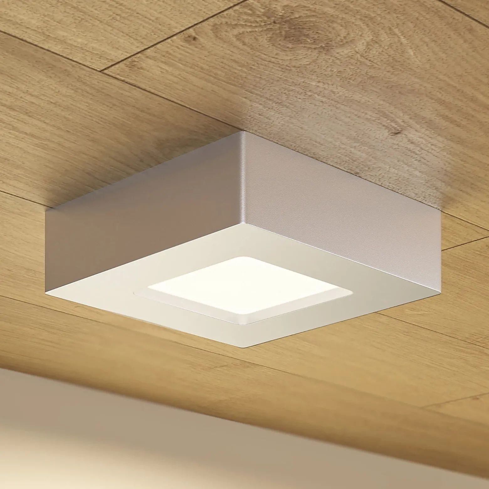 Prios Plafón LED Alette, plata, 12,2 cm, atenuable