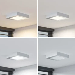 Prios Plafón LED Alette, plata, 17,2 cm, atenuable