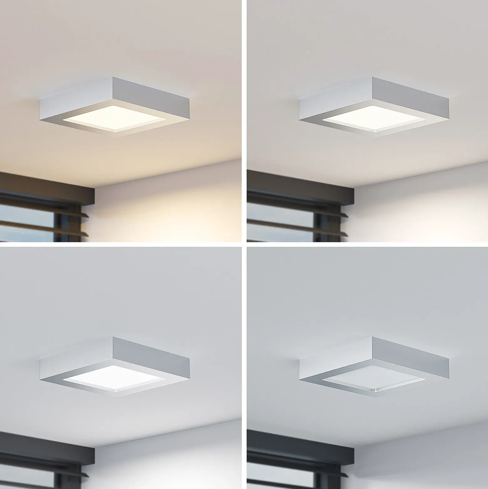 Prios Plafón LED Alette, plata, 17,2 cm, atenuable