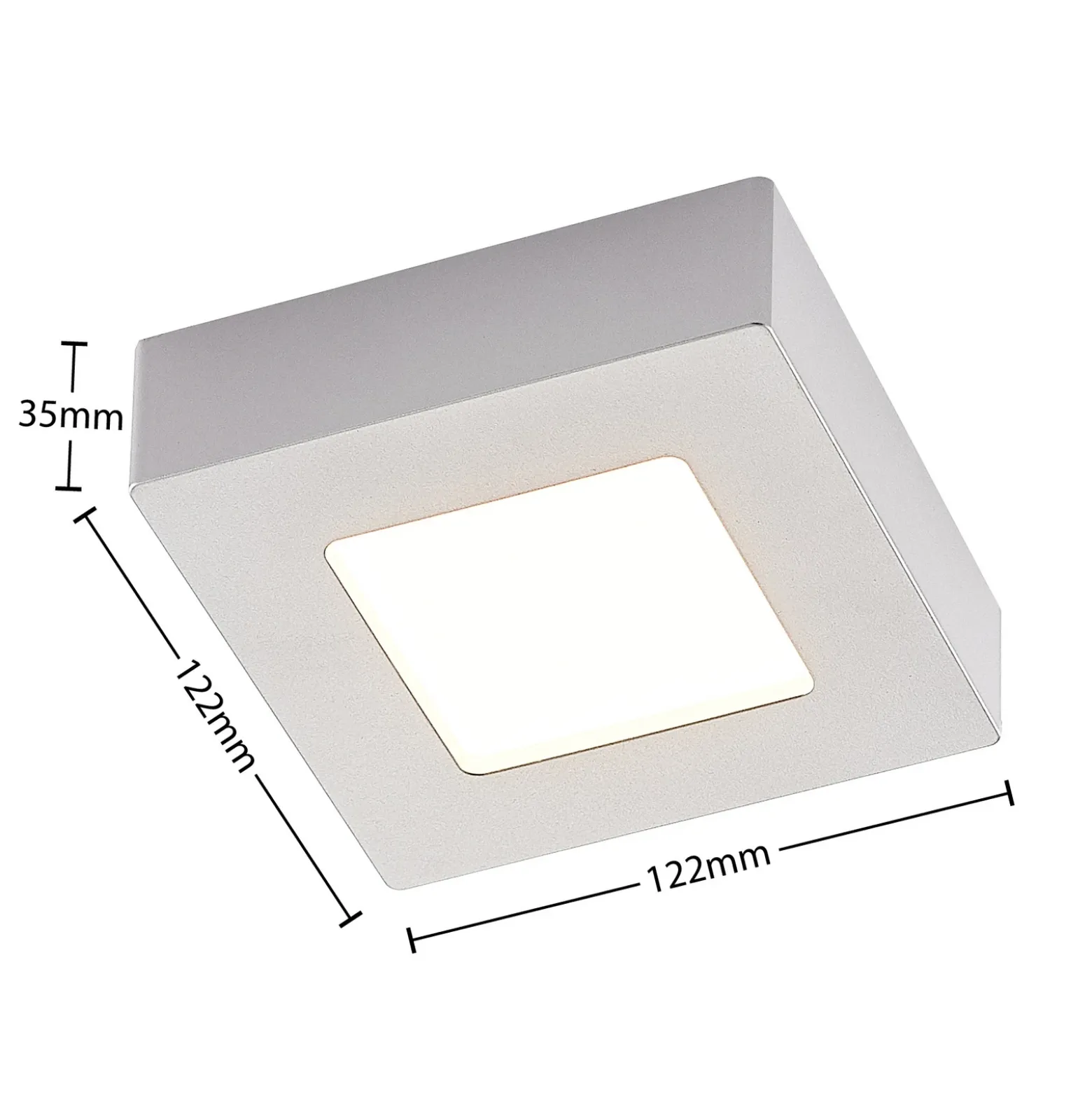 Prios Plafón LED Alette, plata, 12,2 cm, atenuable