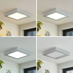 Prios Plafón LED Alette, plata, 22,7cm, 24W, atenuable