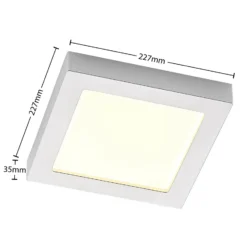 Prios Plafón LED Alette, plateado, 22,7 cm, 18 W, atenuable