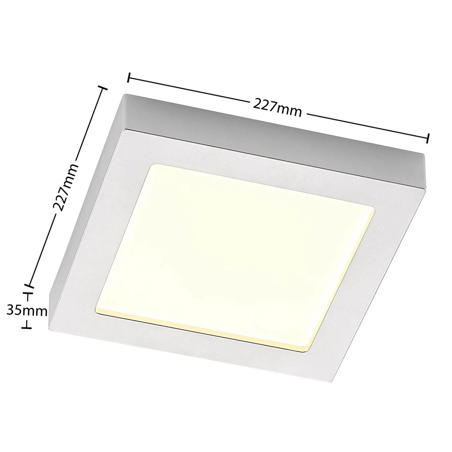 Prios Plafón LED Alette, plateado, 22,7 cm, 18 W, atenuable