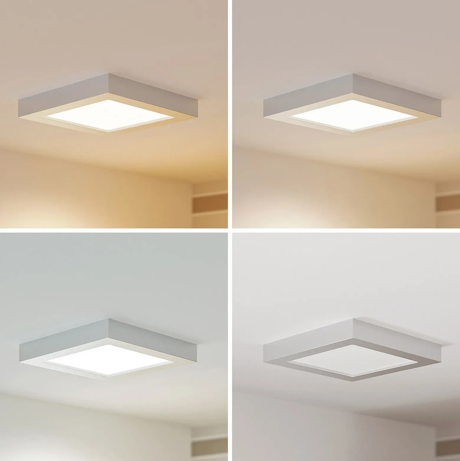 Prios Plafón LED Alette, plateado, 22,7 cm, 18 W, atenuable