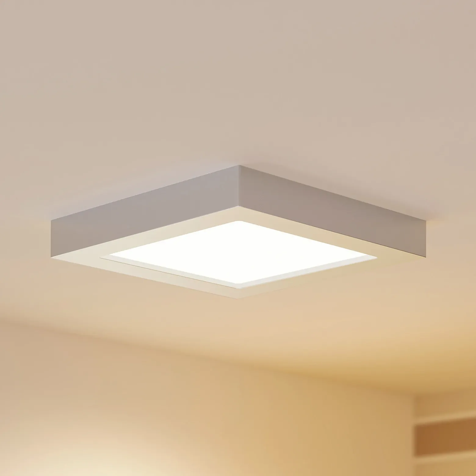 Prios Plafón LED Alette, plateado, 22,7 cm, 18 W, atenuable