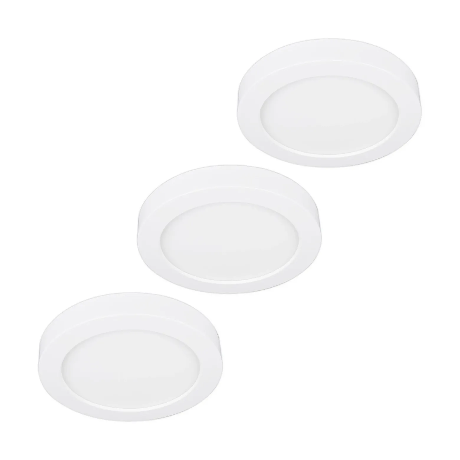 Prios Plafón LED Edwina, blanco, 12 cm Juego de 3