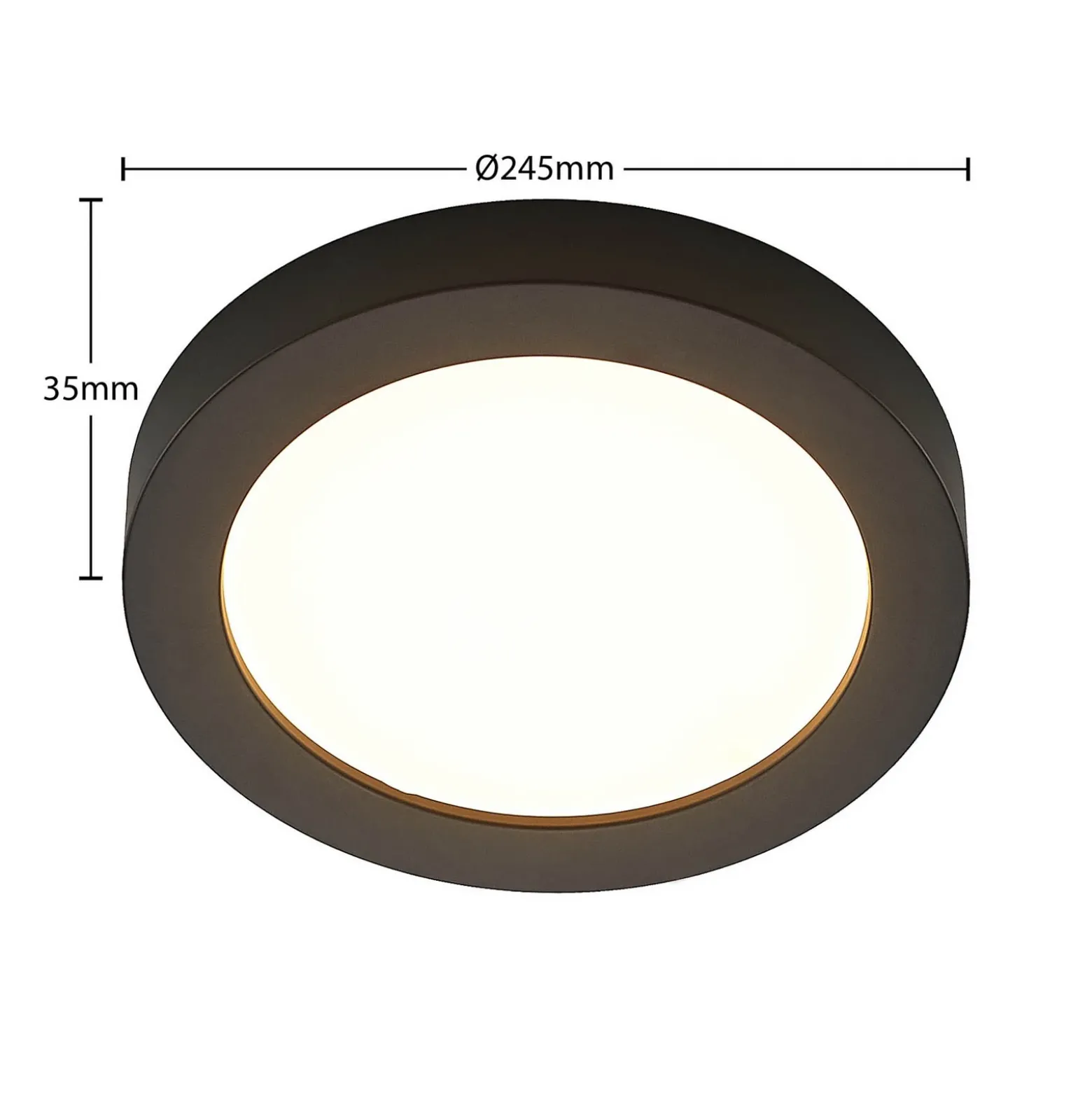 Prios Plafón LED Edwina, negro, 25 cm, CCT, IP44