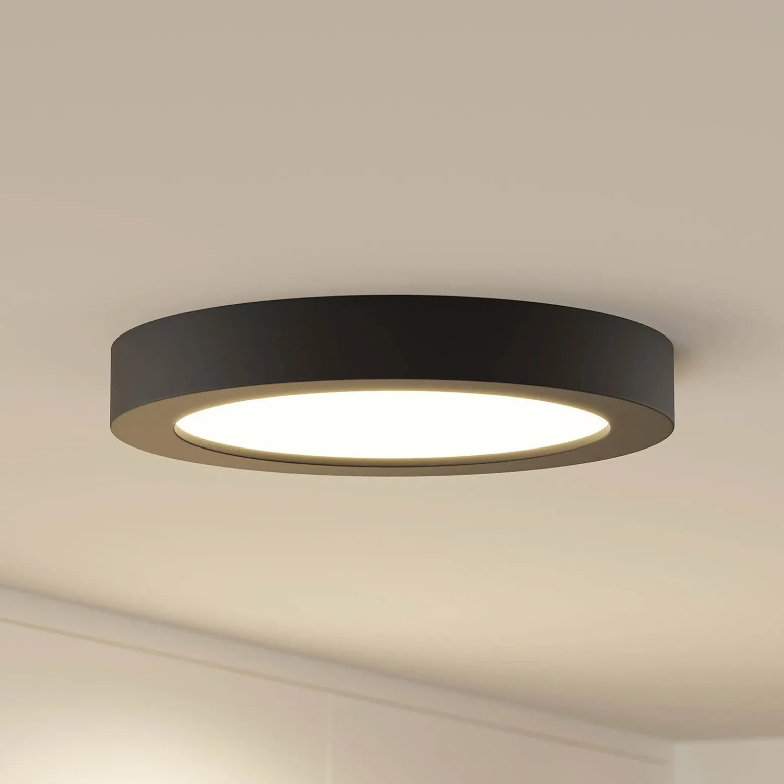 Prios Plafón LED Edwina, negro, 25 cm, CCT, IP44