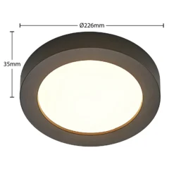 Prios Plafón LED Edwina, negro, 23 cm, CCT, IP44