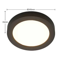 Prios Plafón LED Edwina, negro, 25 cm, CCT, IP44
